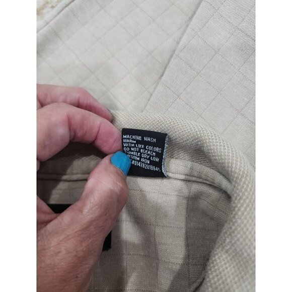 Haggar Mens Beige Short Sleeve Polo Shirt W/ Stitched Checks XXL - Picture 6 of 6